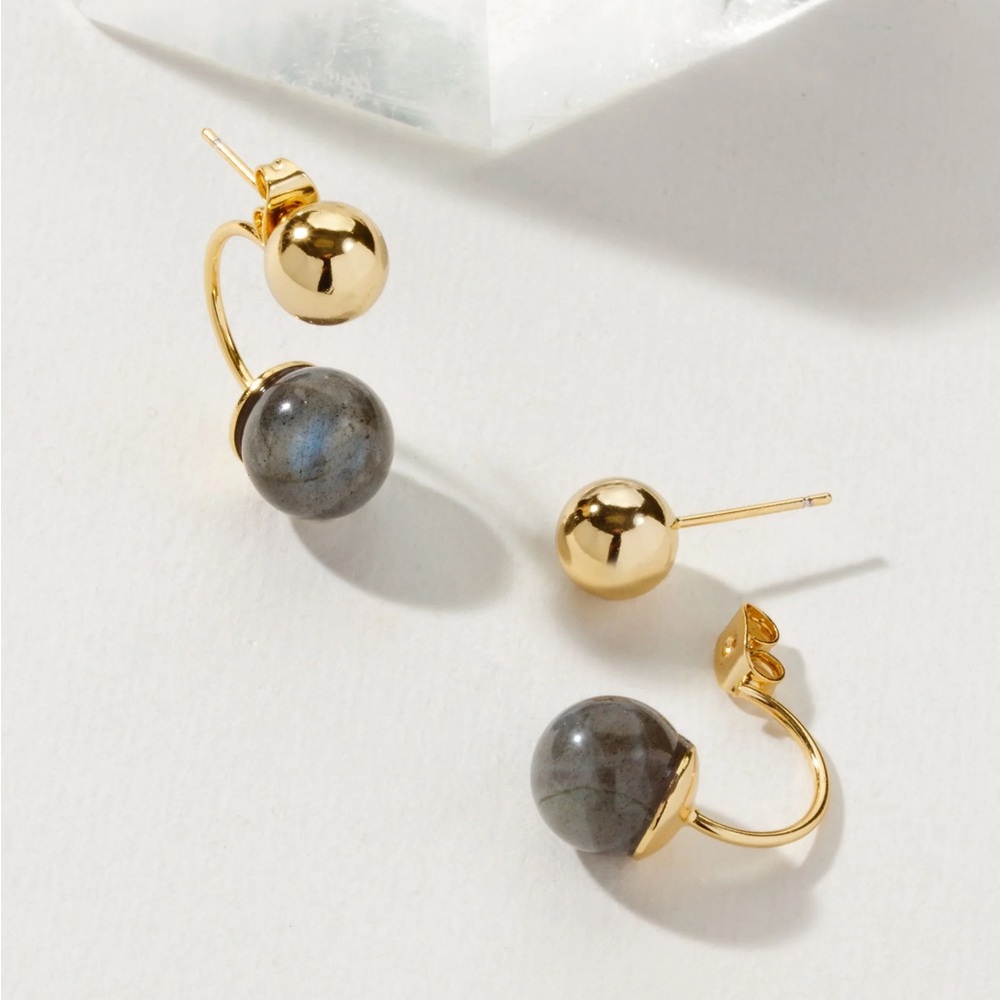 {{Luna Norte}} Green Light Front Back Post Labradorite Earring - Picture 1 of 2